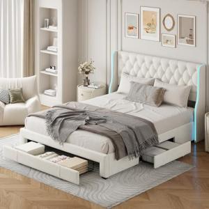 BLSYHDH Cama doble de 140 x 200 cm con 3 cajón, cama de mat…