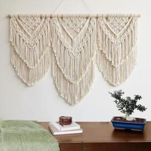 Ordeluxe Macramé 110cm x 82cm Tapiz Boho, Grande, Hecho a M…