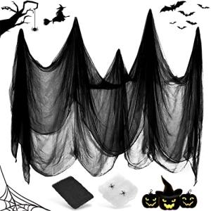 Tela Espeluznante de Negro 215 x 500 cm Halloween Tela Arañ…