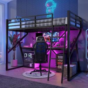 Wyibwy Cama alta de 90 x 200 cm con tiras luminosas LED y e…