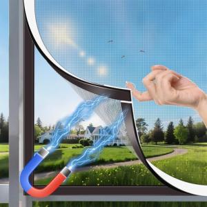 HOFUDON Mosquitera Ventana Magnética 130x150cm,Fibra de Vid…