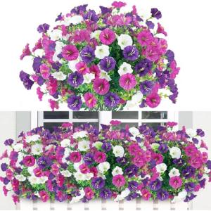 Bebochoi 6 Paquetes Flores Artificiales Seda Petunia, Plant…