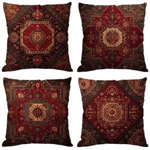 Rojo Cojines Exterior Impermeable Lino Grande Fundas Cojine…
