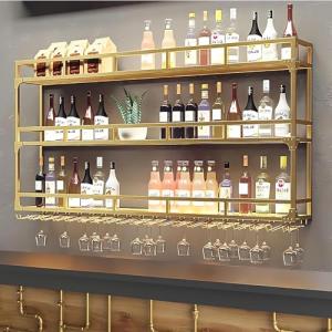KEPMOGOH Botellero de Pared con portavasos, Estantería de H…