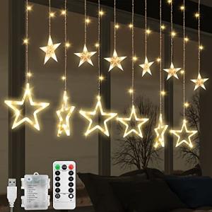 Cortina de luces con 12 Estrella, Guirnalda Luces de Navida…