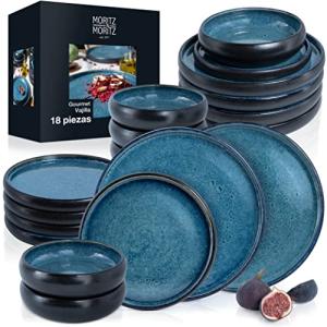 Moritz & Moritz SOLID Vajilla Completa de 18 Piezas - Azul…