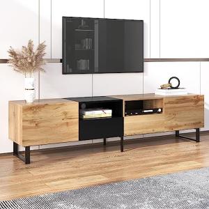 Azkoeesy Mueble de TV con 2 cajones y 2 armarios, 190 cm, m…