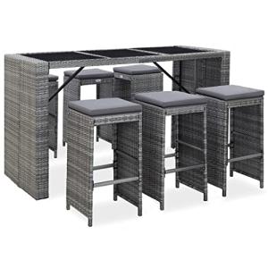 vidaXL Mesa y Sillas de Bar Jardín 7 Piezas Cojines Patio C…