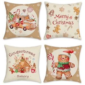 Bonhause Fundas Cojines Navidad Pan de Jengibre 45 x 45 cm…