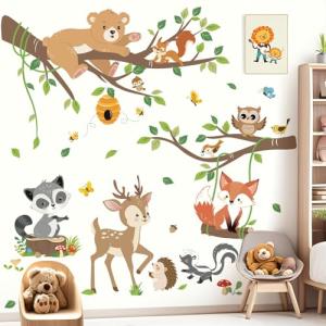 decalmile Pegatinas de Pared Animales del Bosque Árbol Rama…