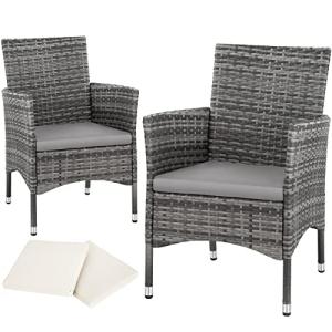 TecTake® Set de 2 Sillones en Ratán y Acero, Muebles Jardín…