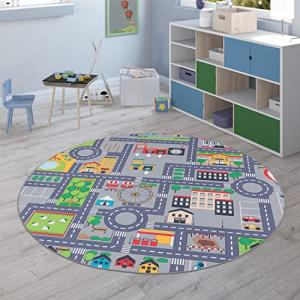 Paco Home Alfombra Infantil Redonda Gris Habitación Infanti…