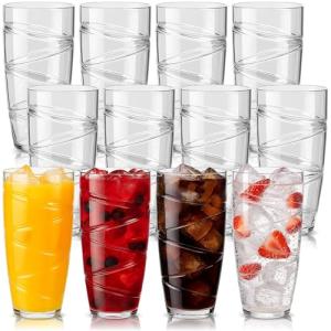 HEFTMAN Juego de 12 vasos de plástico acrílicos de 550 ml c…