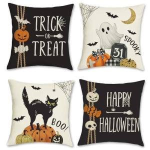 Bonhause Fundas Cojines Halloween 45 x 45 cm Funda de Almoh…