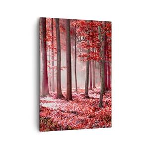 ARTTOR Lienzos decorativos bosque rojo árboles Cuadro Sobre…