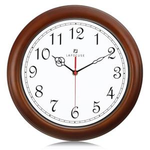 Lafocuse 30cm Reloj de Pared Madera Maciza Vintage, Silenci…