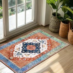 BSGIFT Alfombra oriental vintage 60 x 110 cm, lavable, anti…