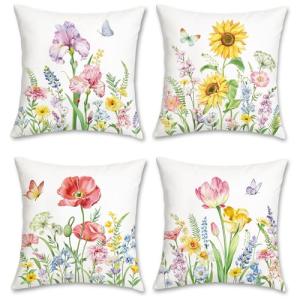 Bonhause Fundas Cojines Primavera Flores 45 x 45 cm Funda d…