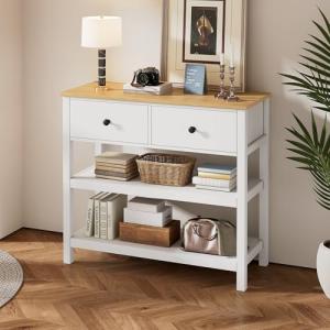 KAZZIO Mesa consola retro, mesa consola de madera estrecha,…