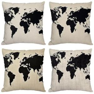 Fundas Cojines 70x70 cm Juego de 4 En Beige Negro Cojines E…