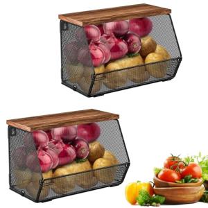 Zjyufy Cestas de Fruta Apilables para Encimera de Cocina, C…