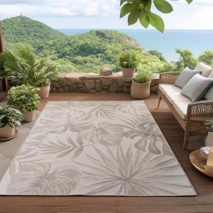 HomebyHome Alfombra Exterior y Interior 120 x 170 cm Beige…