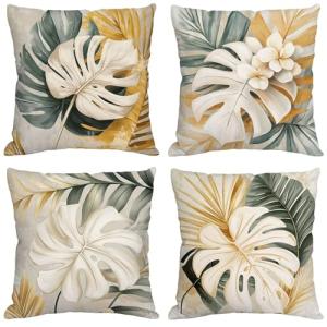 Fundas Cojines 65x65 cm Juego de 4 Beige Cojines Exterior I…