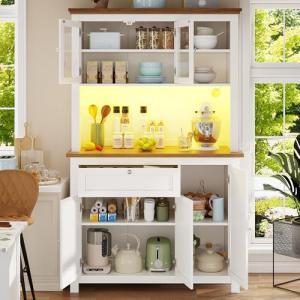 Fppuueg Alacena de Cocina con Iluminación LED y 5 Puertas,…