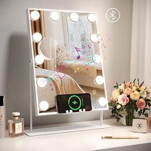 Dripex Espejo Maquillaje con Luz Mesa, 41x30 cm, Bluetooth…