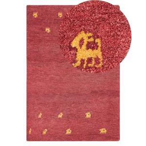 Beliani Alfombra gabbeh de Lana Rojo Amarillo 140 x 200 cm…