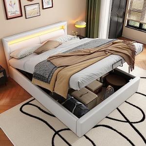 Moimhear Cama doble, cama tapizada, cama de 140 x 200 cm, c…