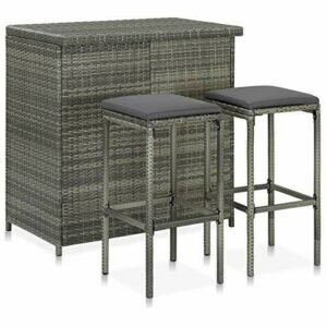 Tidyard Set Mesa y sillas de Bar jardín 3 Piezas Muebles de…