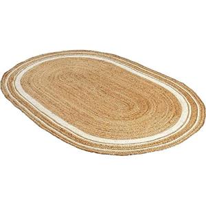 Alfombra de yute natural trenzada a mano con forma ovalada,…