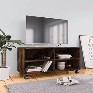 Homgoday Mueble de TV con ruedas, mueble bajo para TV, 4 co…