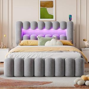 Moimhear Cama tapizada, 160 x 200 cm, sin colchón, cama tap…