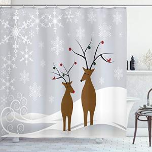 ABAKUHAUS Navidad Cortina de Baño, Renos Noel, Material Res…