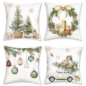 Bonhause Fundas Cojines Navidad Invierno 45 x 45 cm Funda d…