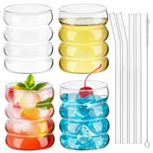 MINISOISO 4 Piezas 350ml Vasos de Vidrio para Agua, Vasos d…