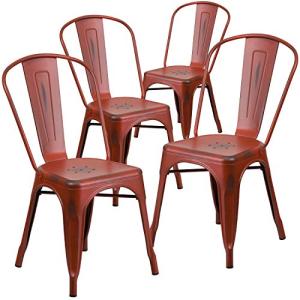 Flash Furniture Blake - Juego de 4 sillas apilables de Meta…