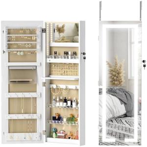 HOMCOM Espejo Joyero de Pared Armario para Joyas Colgante c…