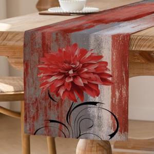 ViaElayu Camino de Mesa Roja Retro Flores Decoración de Mes…