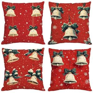 Funda Cojin 65x65 cm,Juego de 4 Fundas de Cojines Navidad T…