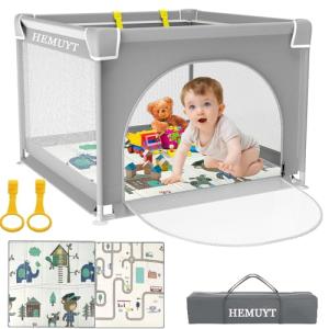 HEMUYT Parque Infantil Bebe 90x90cm Corralito Con Alfombra,…