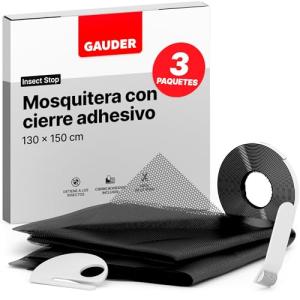 GAUDER Mosquitera Ventana (3 Piezas | 130 x 150 cm | negro)…