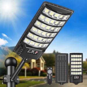 PEAKRO Farolas Solares Exterior, 400W Potente Focos LED Sol…