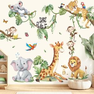 decalmile Pegatinas de Pared Animales de la Jungla Rama Árb…