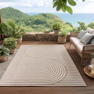 HomebyHome Alfombra Exterior y Interior 140 x 200 cm Beige…