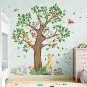 decalmile Pegatinas de Pared Árbol Grande Animales de la Ju…