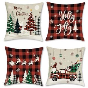 Bonhause Fundas Cojines Navidad 45 x 45 cm Funda de Almohad…