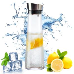 GLASKEY Jarra de Agua de Vidrio con Tapa,Jarra de Jugo de V…